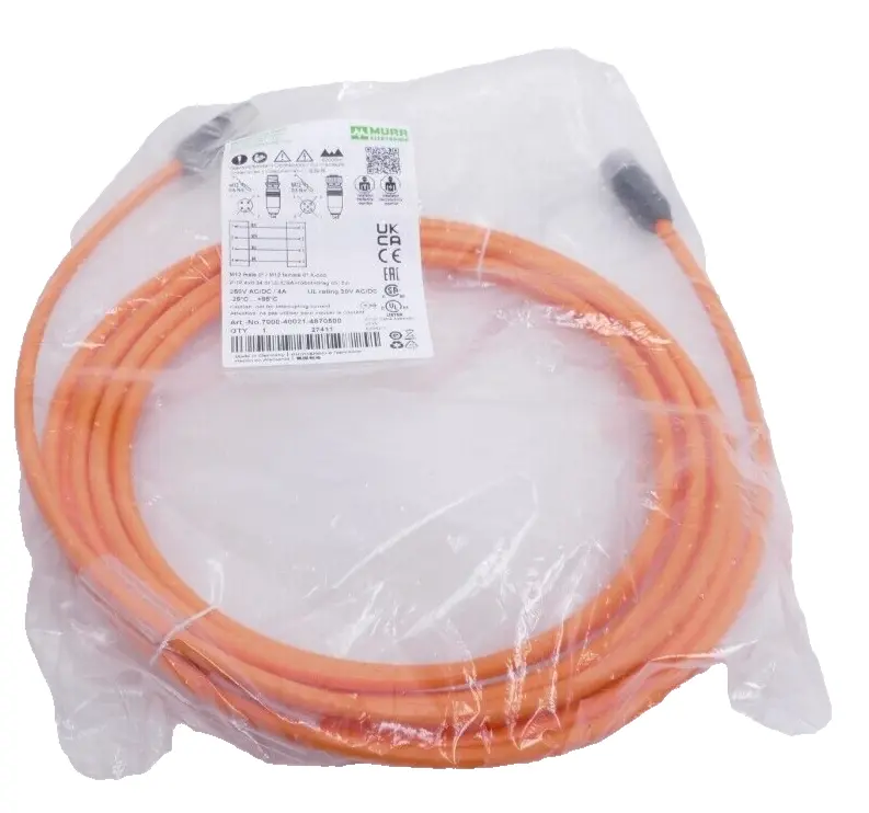 Produktfoto 1 von Murr Elektronik M12 St. 0° / M12 Bu. 0° A-kod. Kabel 5m | 7000-40021-4870500