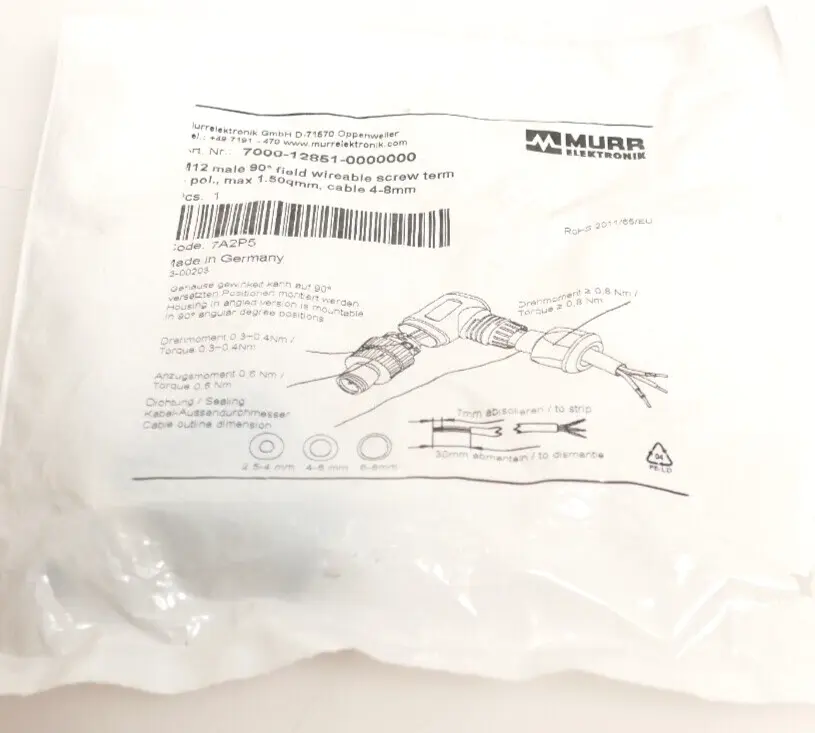Murr Elektronik M12 St. 90° A-kod. Schraubklemmanschluss | 7000-12851-0000000