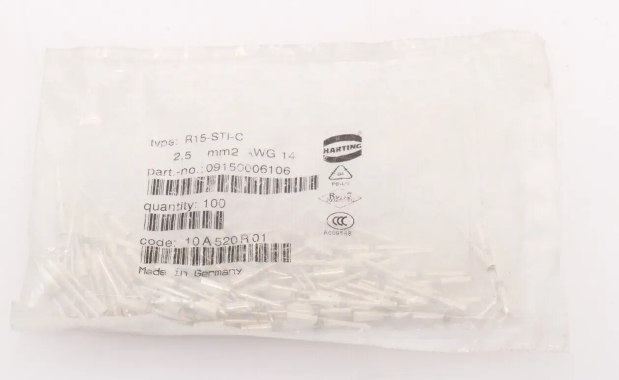 Produktfoto 1 von 100x Harting Crimpkontakte 2,5mm² AWG14 R15-STI-C | 09150006106
