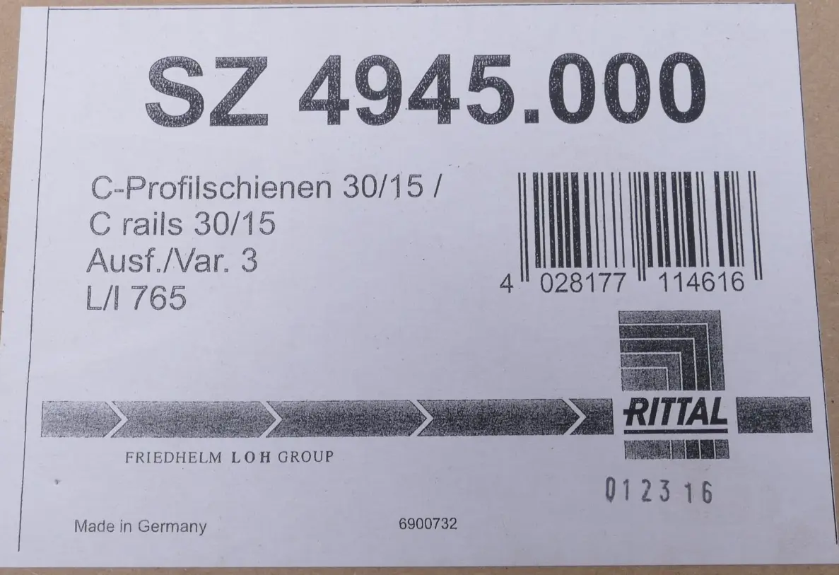 Produktfoto 1 von 5x Rittal C-Profilschienen 30/15 755mm | SZ 4945.000