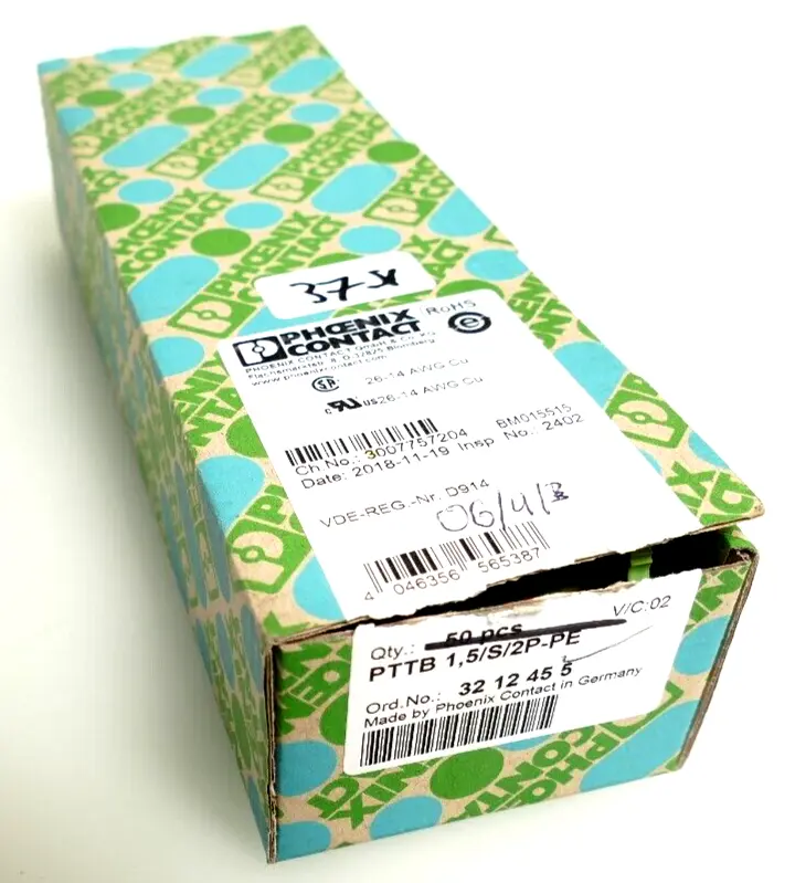 Produktfoto 1 von 37x Phoenix Contact 3212455 PTTB 1,5/S/2P-PE Schutzleiter-Doppelstockklemme