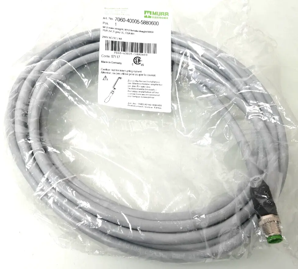 Produktfoto 1 von Murr Elektronik Sensor-/Aktor-Steckverbinder Kabel 6m | 7060-40005-5880600