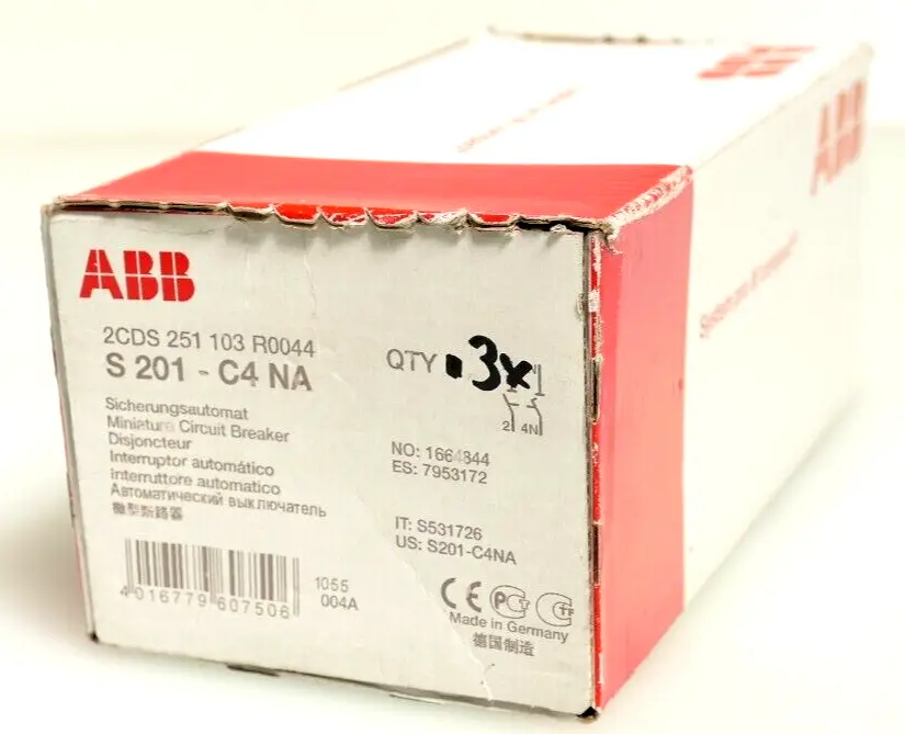 Produktfoto 1 von 3x ABB S 201-C4 NA Sicherungsautomat | 2CDS 251 103 R0044