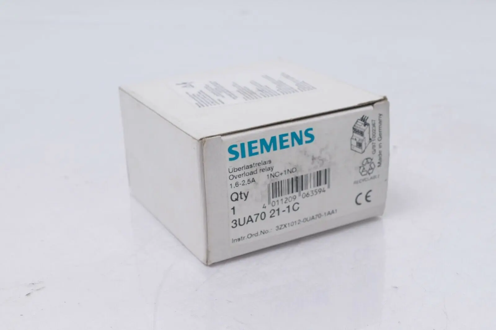 Produktfoto 1 von Siemens Überlastrelais 1,6-2,5A 3UA70 21-1C | 3UA7021-1C