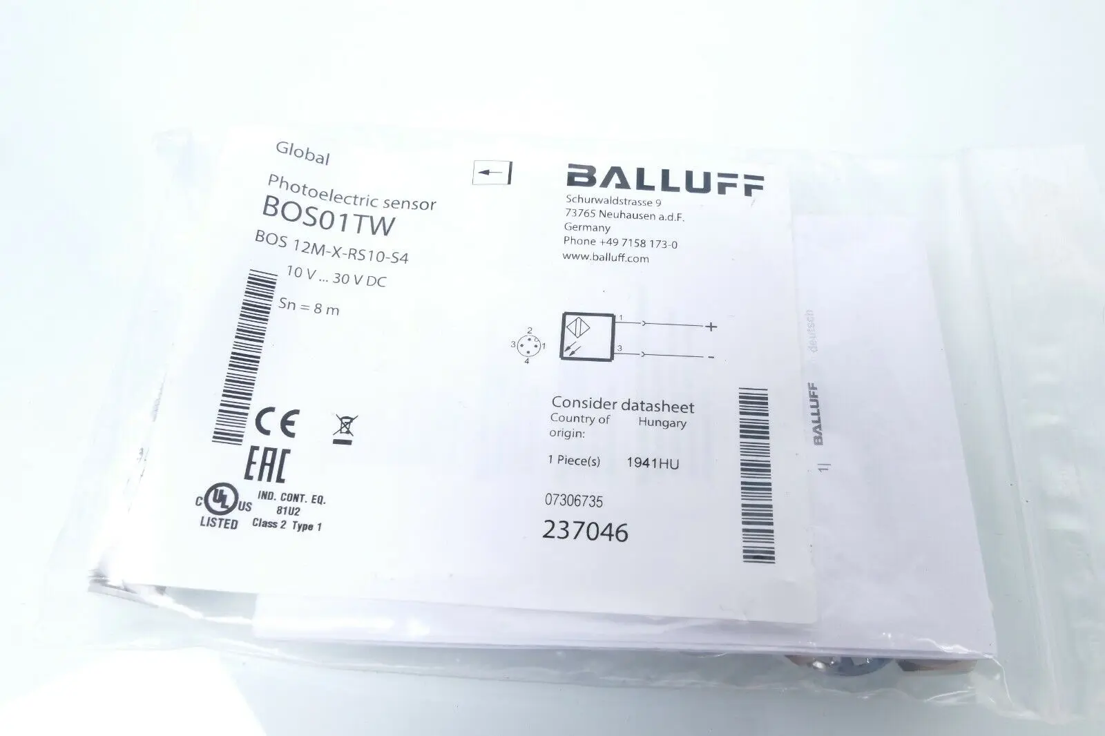 Balluff Photoelectric Sensor BOS 12M-X-RS10-S4 | BOS01TW