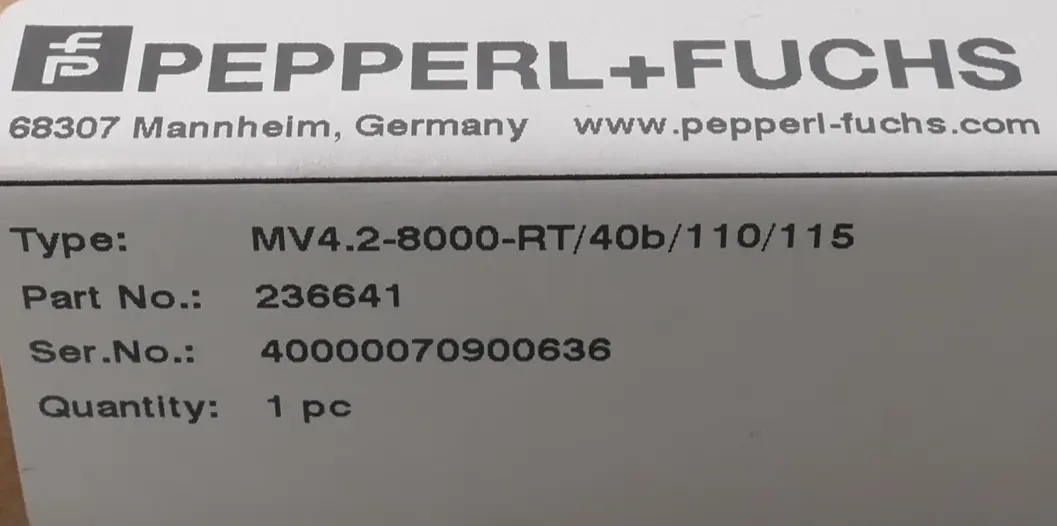 Produktfoto 1 von Pepperl + Fuchs MV4.2-8000-RT/40b/110/115 | 236641