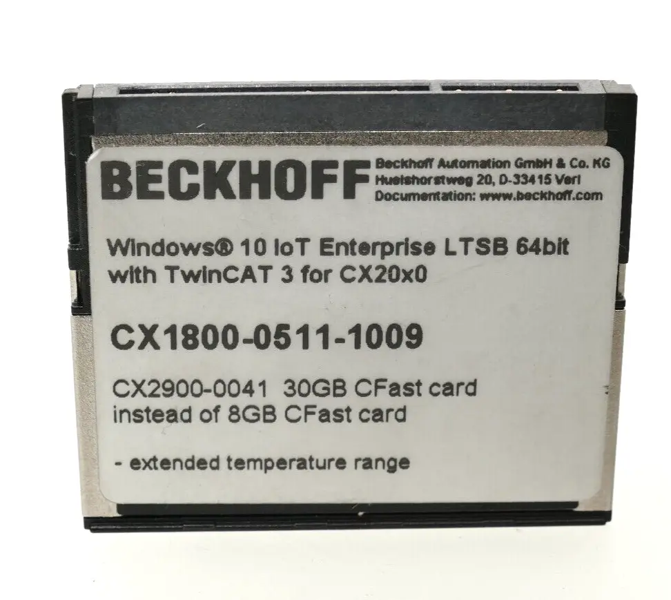 Produktfoto 1 von Beckhoff CFast card 30GB TwinCat 3 / CX20x0 | CX1800-0511-1009