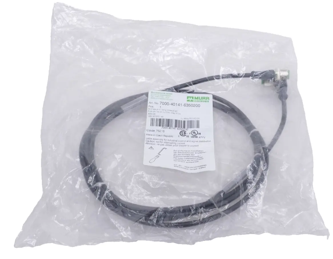 Produktfoto 1 von Murr Elektronik M12 St. 0° / M12 Bu. 90° A-kod. Kabel 2m | 7000-40141-6350200