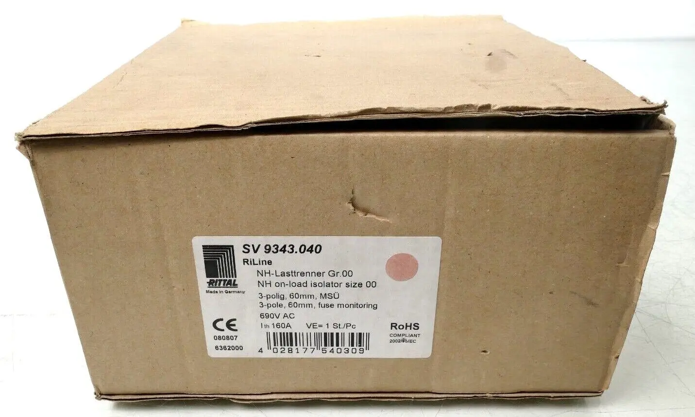 Produktfoto 1 von Rittal SV9343.040 RiLine NH-Lasttrenner Gr. 00 160A 690V AC