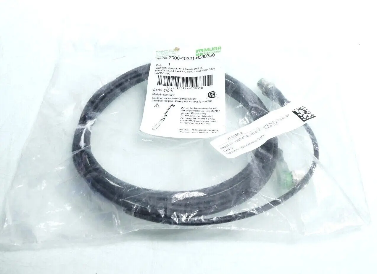 Produktfoto 1 von Murr Elektronik M12 St. 0° / M12 Bu. 90° A-kod. Kabel 3,5m | 7000-40321-6330350
