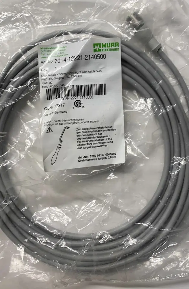 Produktfoto 1 von Murr Elektronik M12 Bu. 0° A-kod. freies Ltg-ende Kabel 5m | 7014-12221-2140500