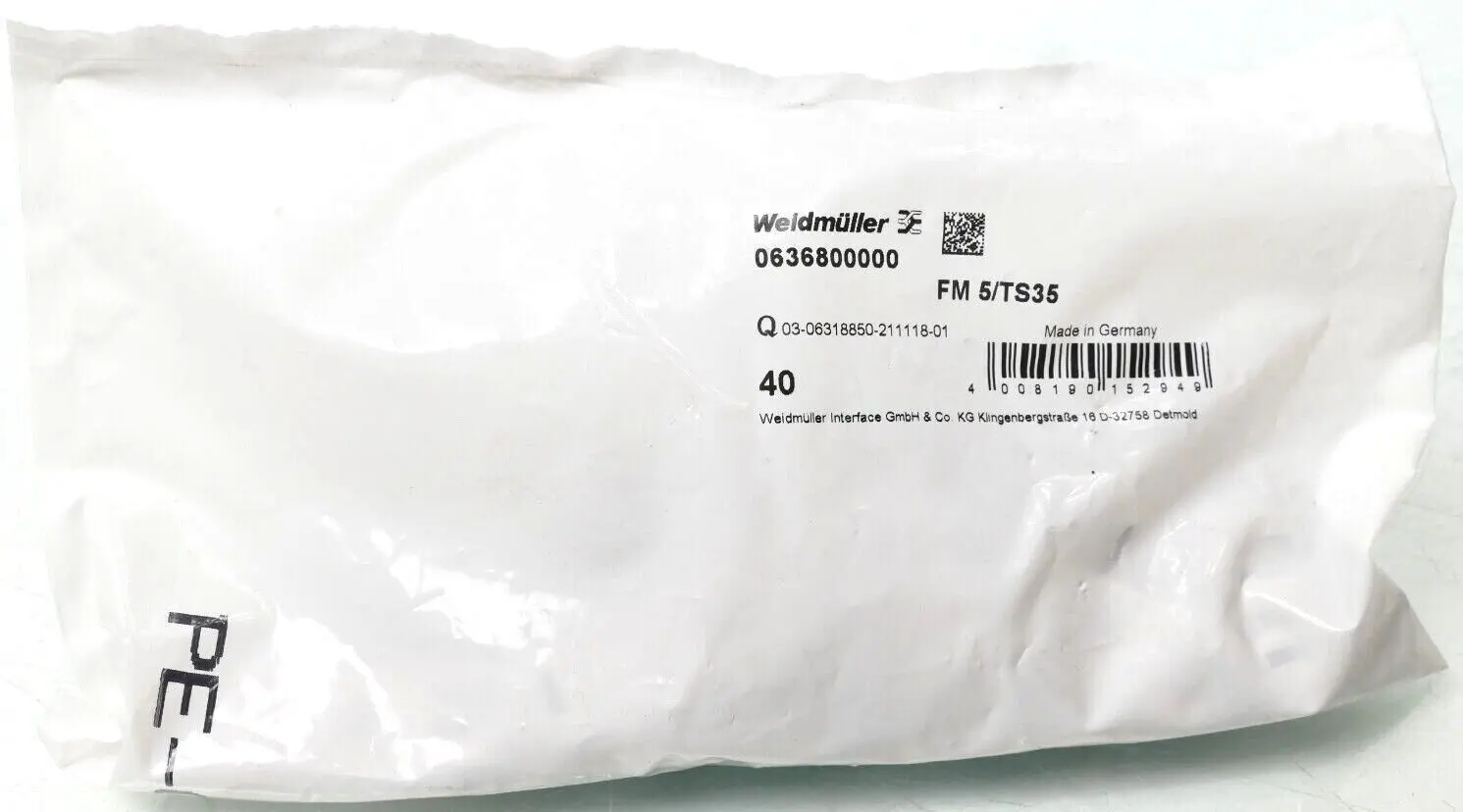 Produktfoto 1 von 40x Weidmüller Klemmenzubehör FM 5/TS35 | 0636800000