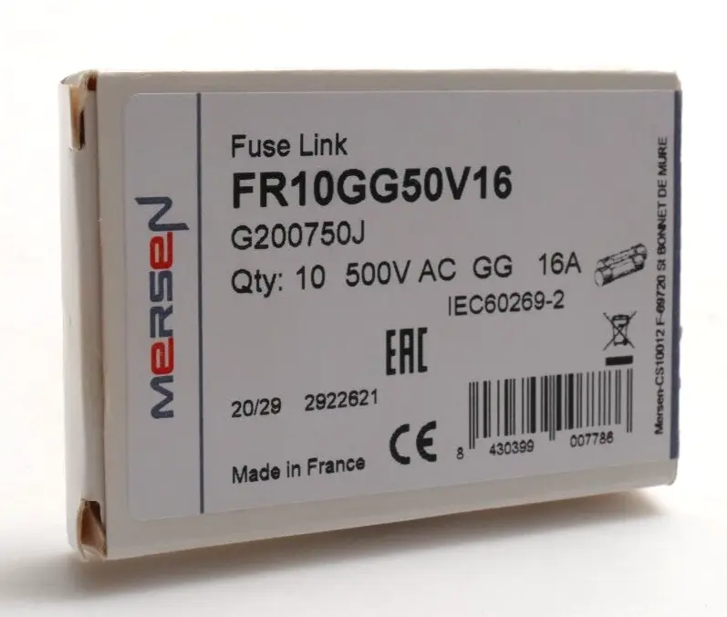 10x Mersen G200750J Sicherungseinsatz 500V AC GG 16A | FR10GG50V16