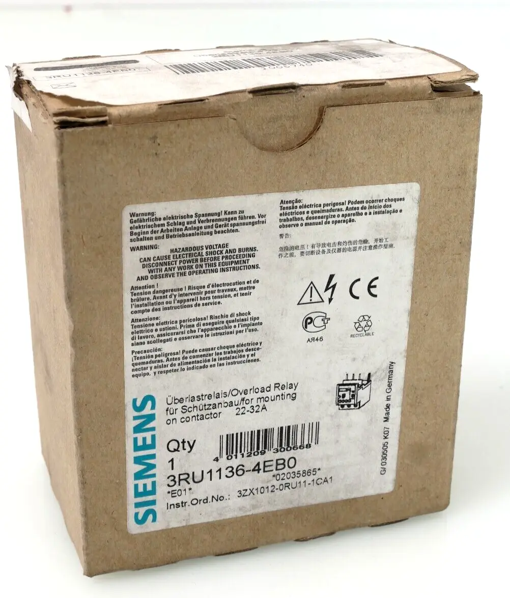 Produktfoto 1 von Siemens SIRIUS Überlastrelais 3RU1 136-4EB0 | E:01 | 3RU1136-4EB0