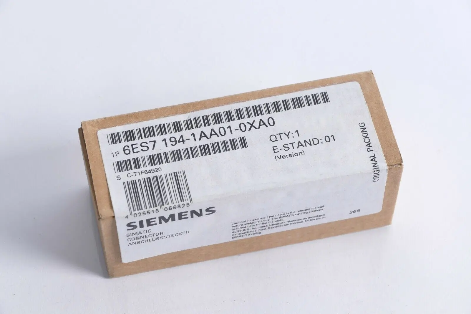 Produktfoto 1 von Siemens SIMATIC Anschlussstecker 6ES7 194-1AA01-0XA0 | E:01 | 6ES7194-1AA01-0XA0