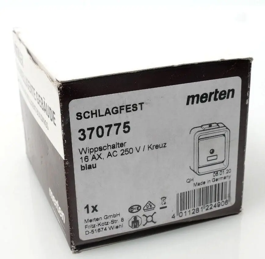 Merten Schlagfest 370775 Wippschalter 16 AX AC 250V Kreuz blau