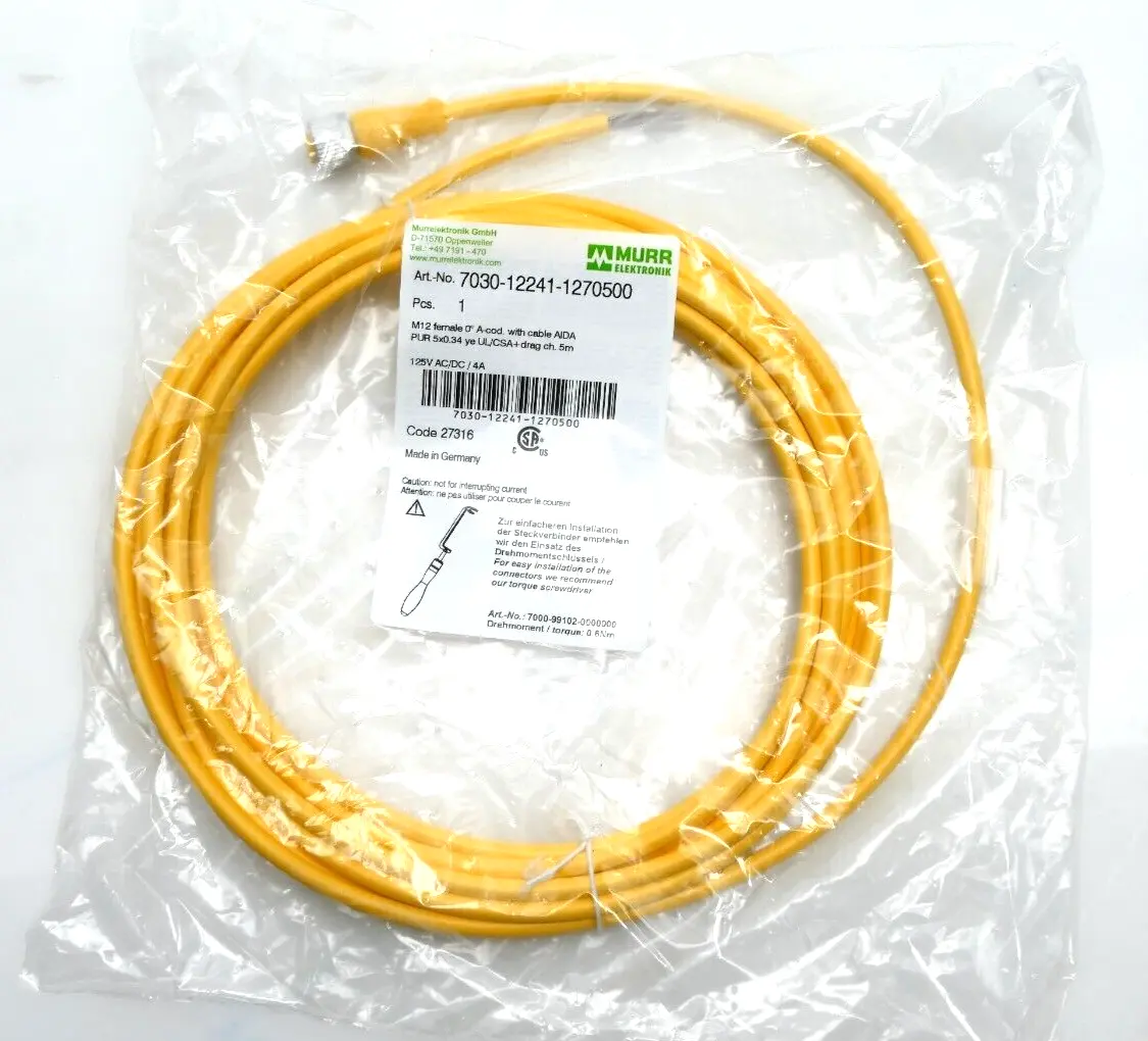Produktfoto 1 von Murr Elektronik M12 Bu. 0° A-kod. freies Ltg-ende AIDA 5m | 7030-12241-1270500
