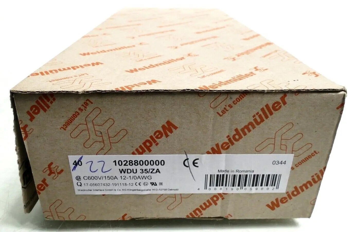 Produktfoto 1 von 22x Weidmüller Durchgangs-Reihenklemme WDU 35/ZA | 1028800000