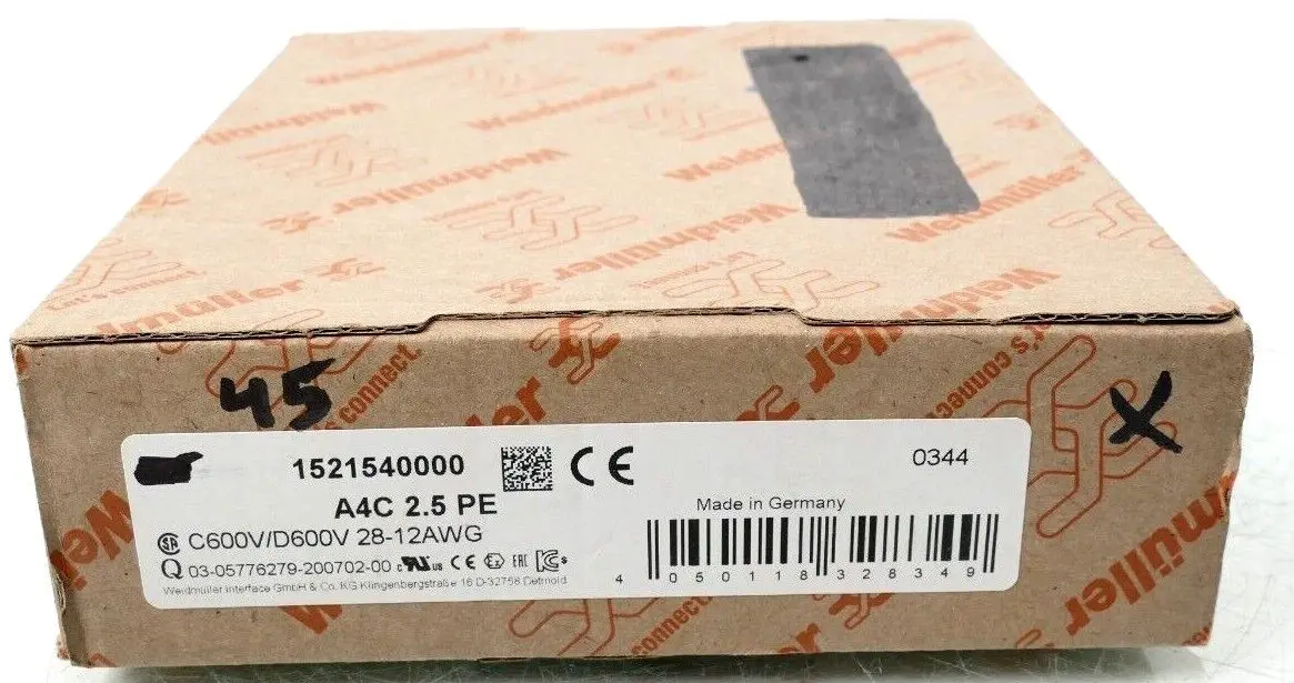 Produktfoto 1 von 45x Weidmüller Reihenklemme A4C 2.5 PE | 1521540000