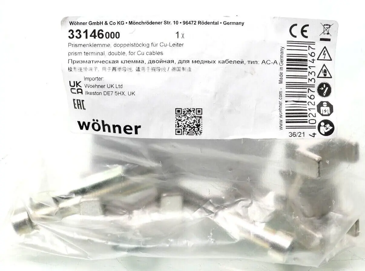 Produktfoto 1 von Wöhner 33146 Prismenklemme, doppelstöckig für Cu-Leiter