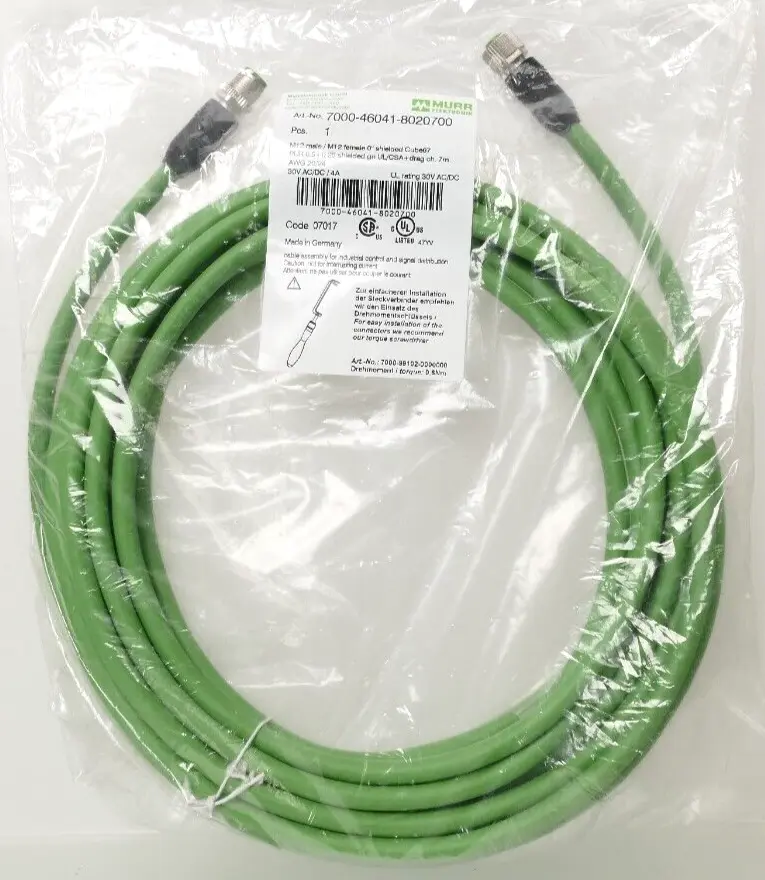 Produktfoto 1 von Murr Elektronik M12 St. 0° / M12 Bu. 0° A-kod. Kabel 7m | 7000-46041-8020700
