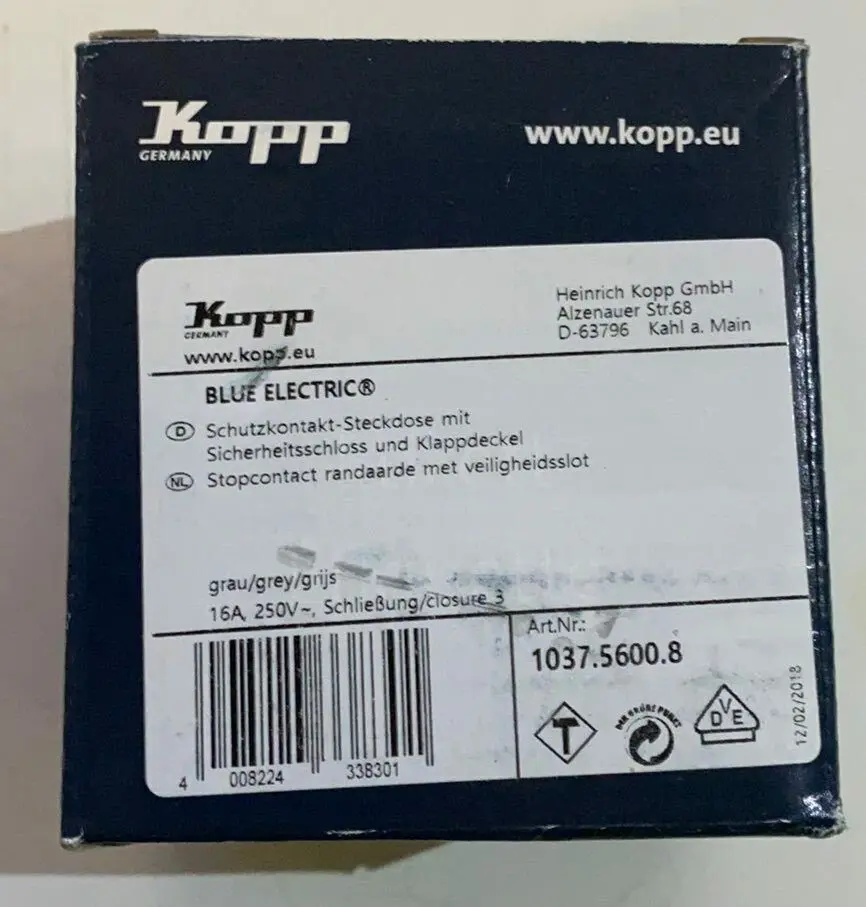 KOPP 114 Steckdose 1f gr mt BLUE ELECTRIC AP Klappd 103756008