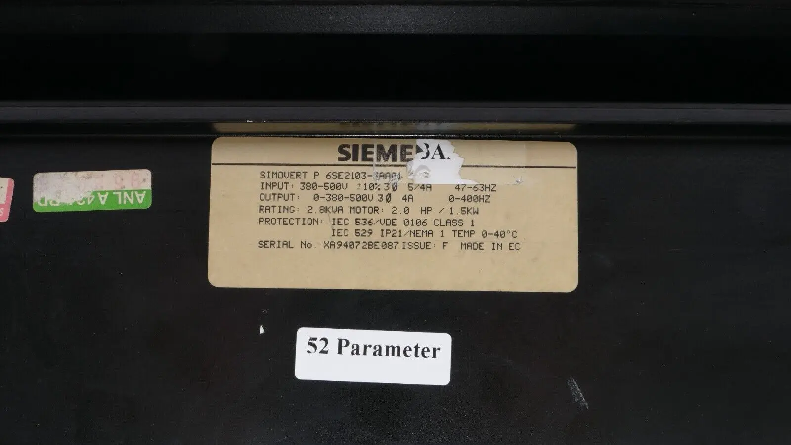 Produktfoto 1 von Siemens SIMOVERT P Frequenzumrichter 6SE2 103-3AA01 | E: F | 6SE2103-3AA01