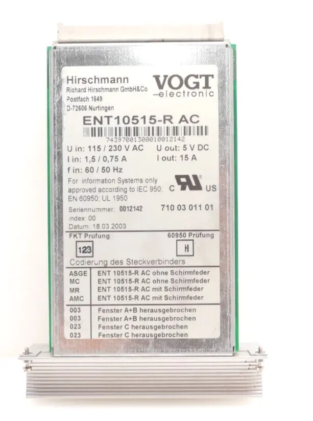Produktfoto 1 von Hirschmann VOGT Netzteil Power Supply 5V 15A | ENT-10515-R AC