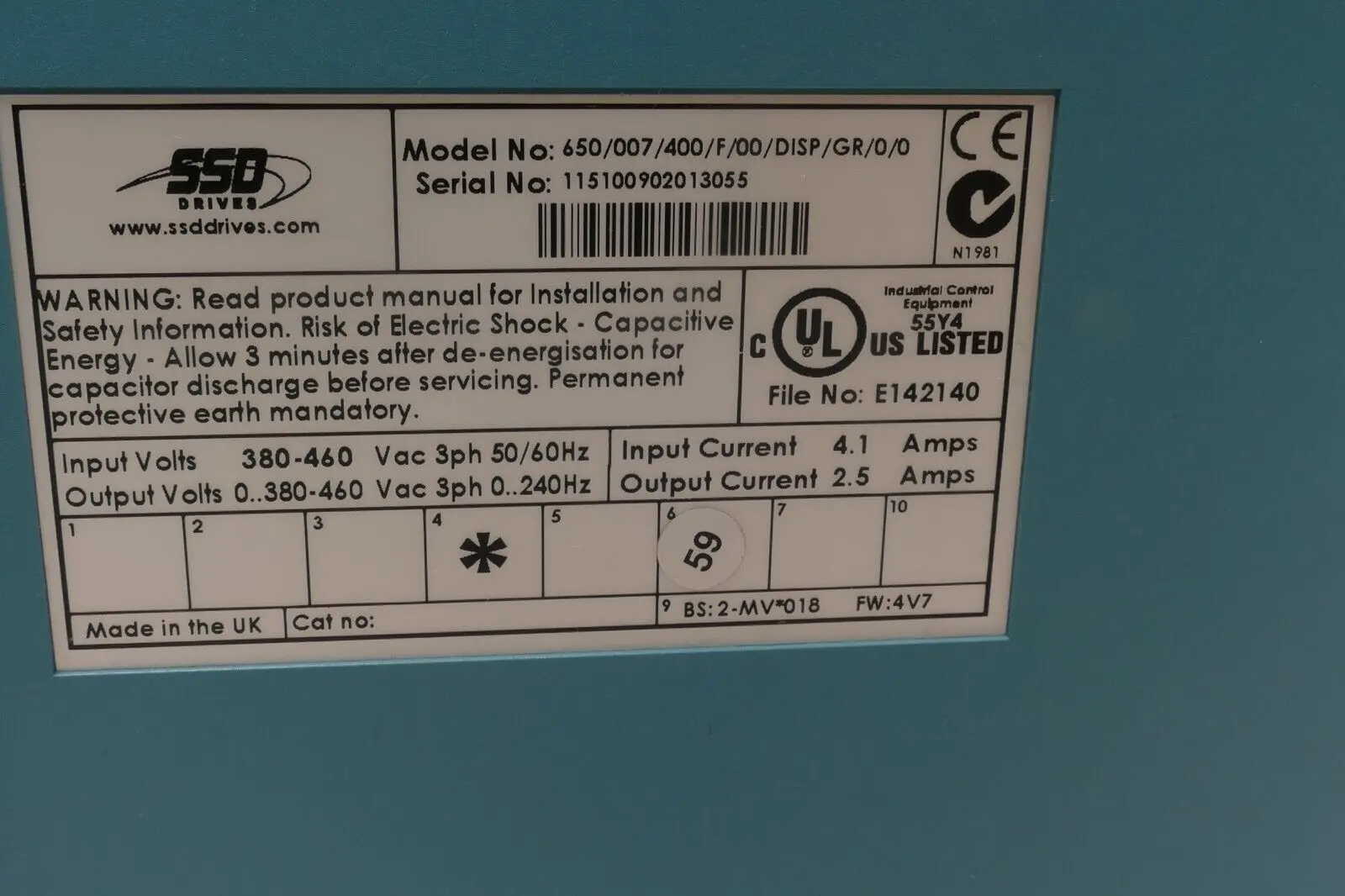 Produktfoto 1 von SSD Drives 650 Series Umrichter | 650/007/400/F/00/DISP/GR/0/0