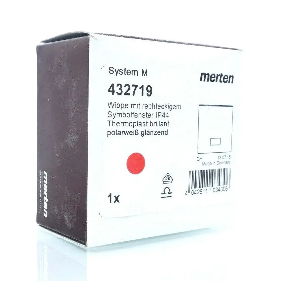 Produktfoto 1 von Merten System M Wippe mit rechteckigem Symbolfenster IP44 polarweiß | 432719