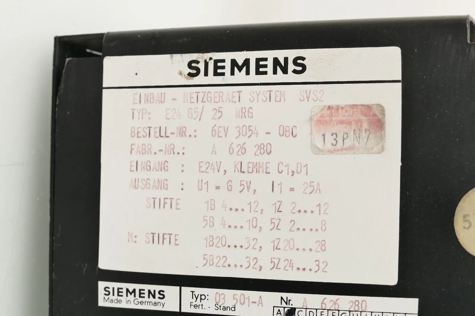 Produktfoto 1 von Siemens Einbau Netzgerät 6EV3 054-0BC | V: B | 6EV3054-0BC