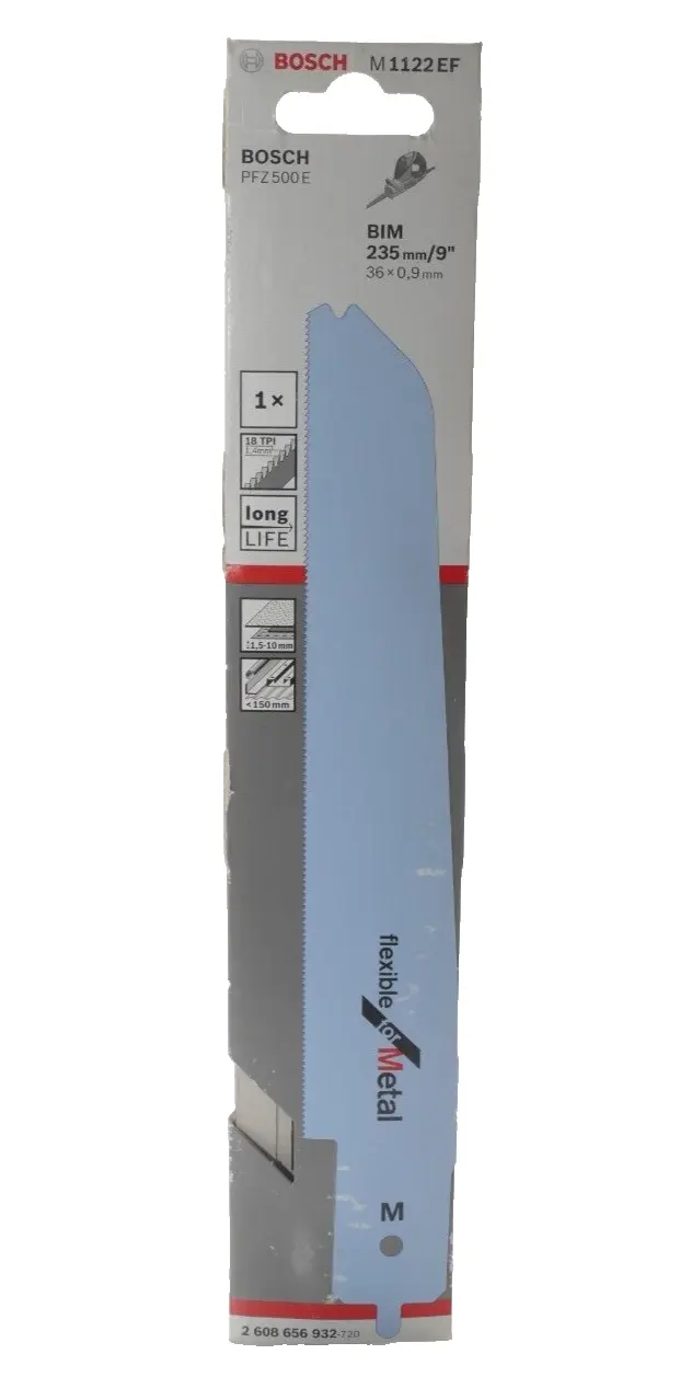 Produktfoto 1 von Bosch Säbelsägeblatt M1122EF Flexible for Metal BIM 235mm/9" | 2608656932-720