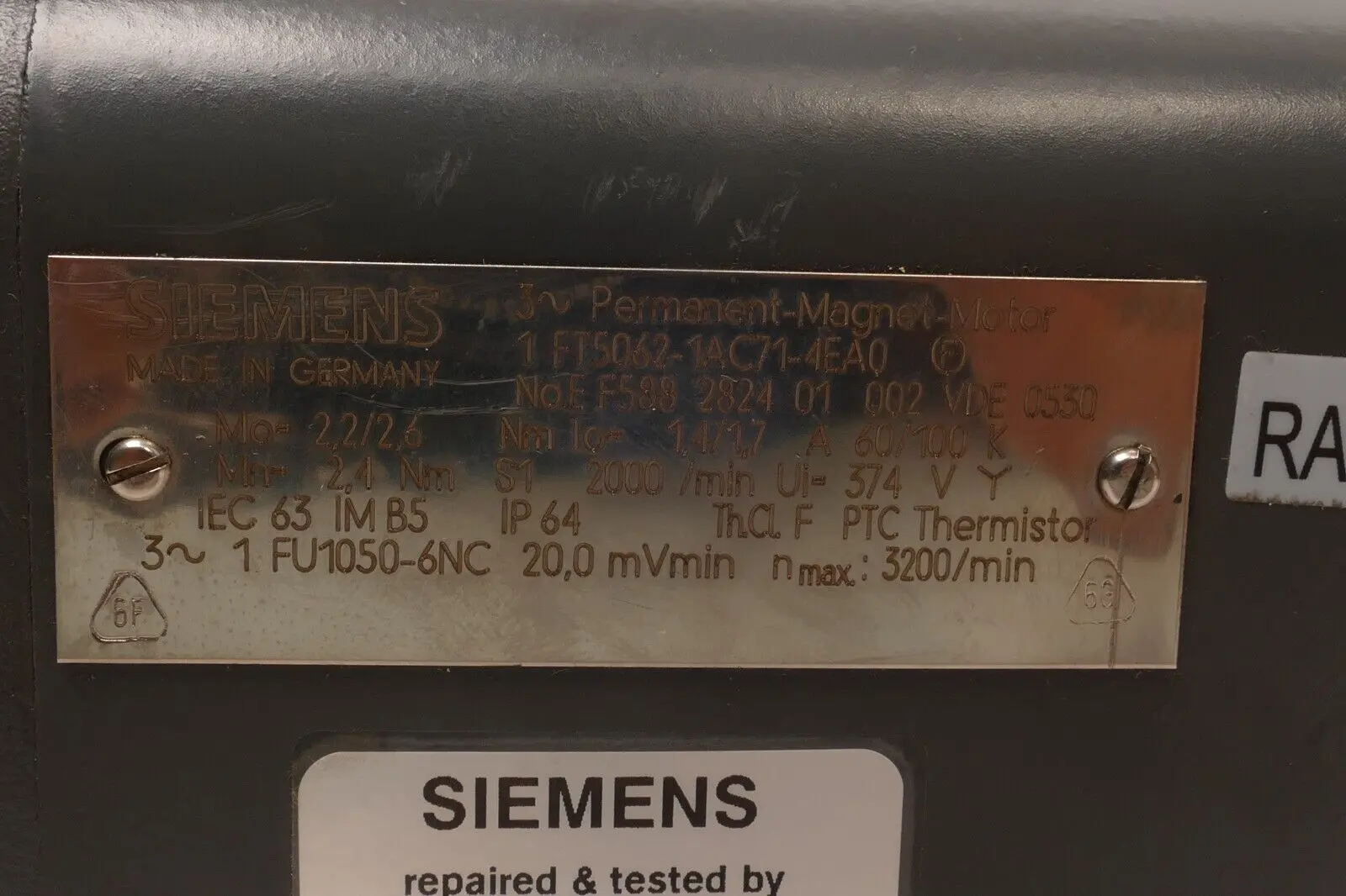 Produktfoto 1 von Siemens Permanent-Magnet-Motor 1FT5 062-1AC71-4EA0 | 1FT5062-1AC71-4EA0
