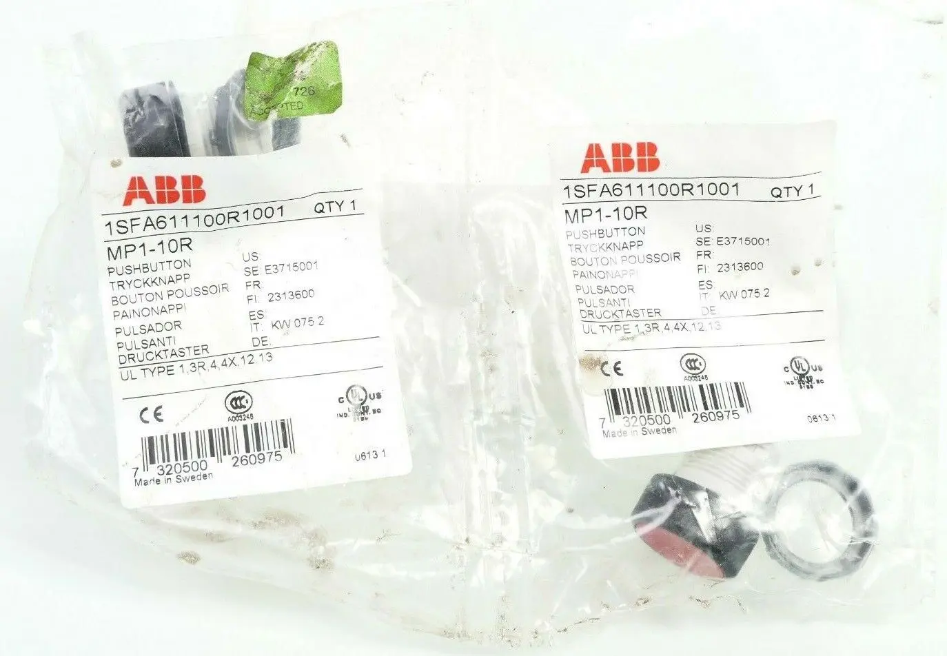 Produktfoto 1 von 2x ABB MP1-10R Drucktaster Rot | 1SFA611100R1001