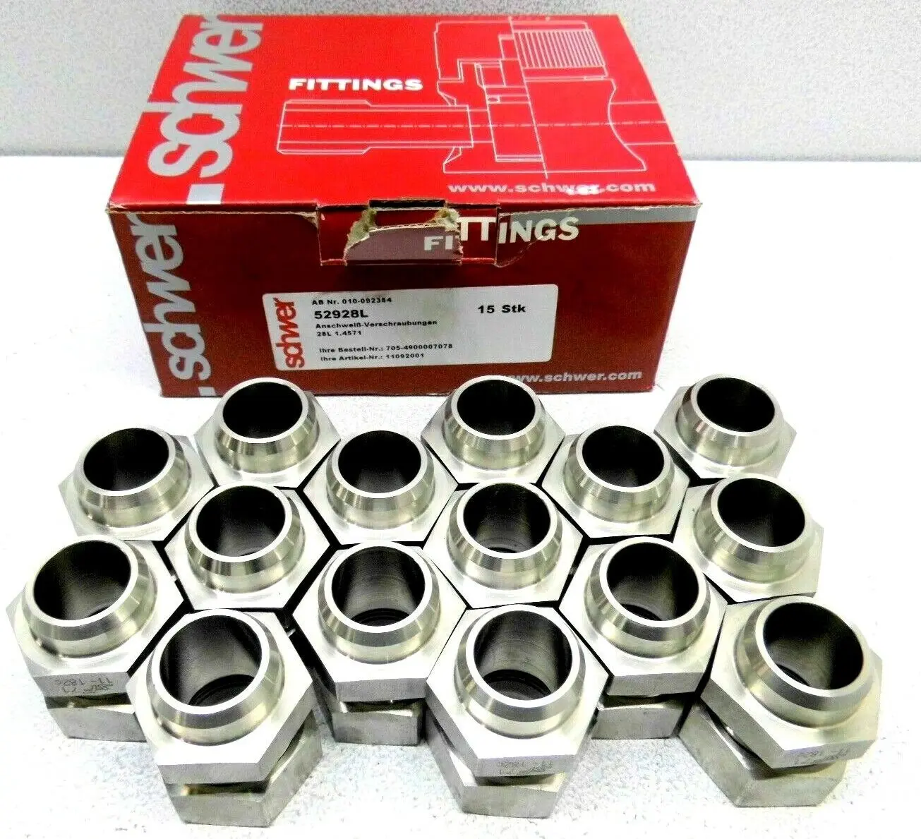 15x Schwer Fittings Anschweiß-Verschraubungen 52928L | 11092001