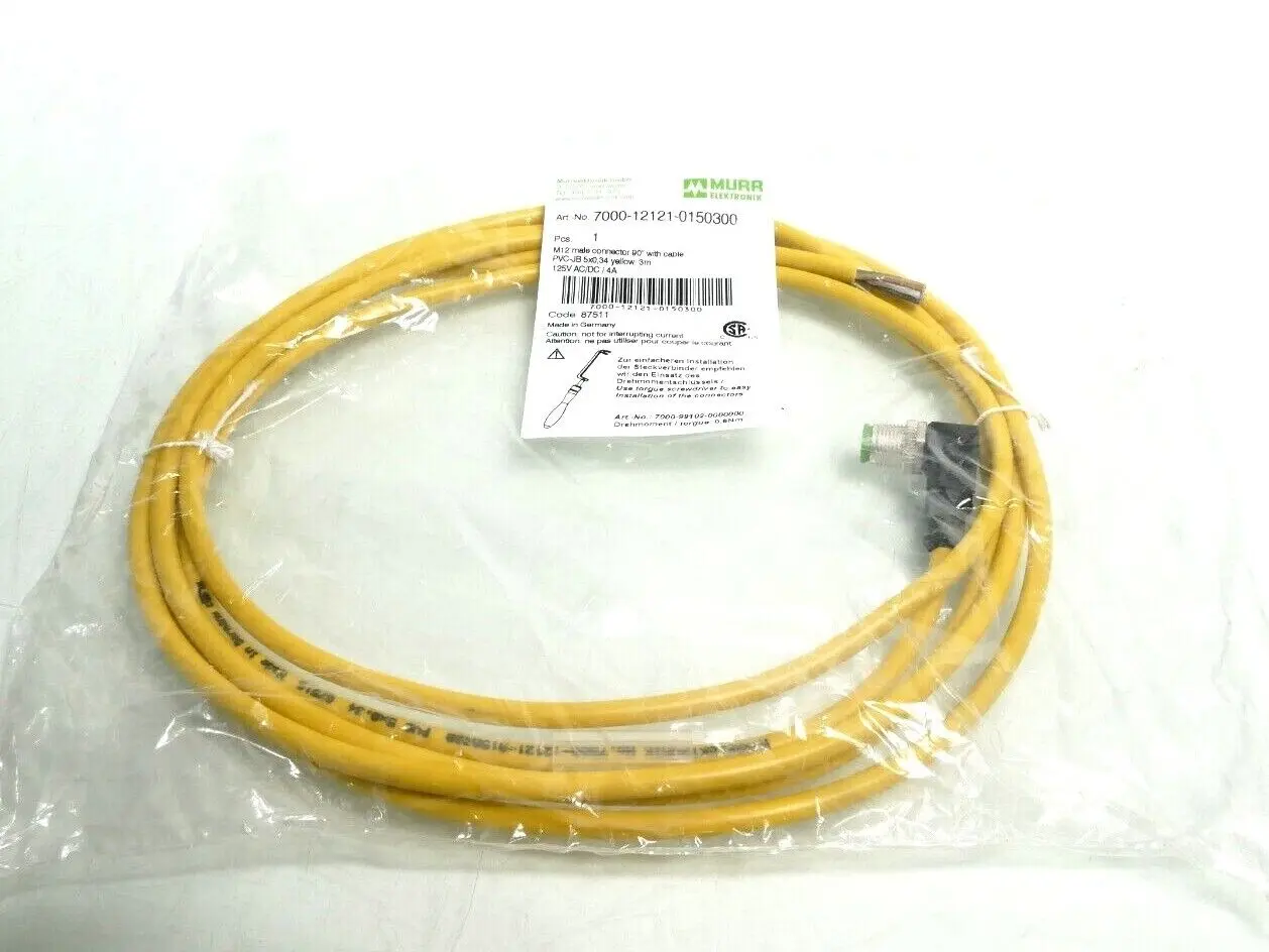 Produktfoto 1 von Murr Elektronik M12 St. 90° A-kod. freies Ltg-ende 3m | 7000-12121-0150300