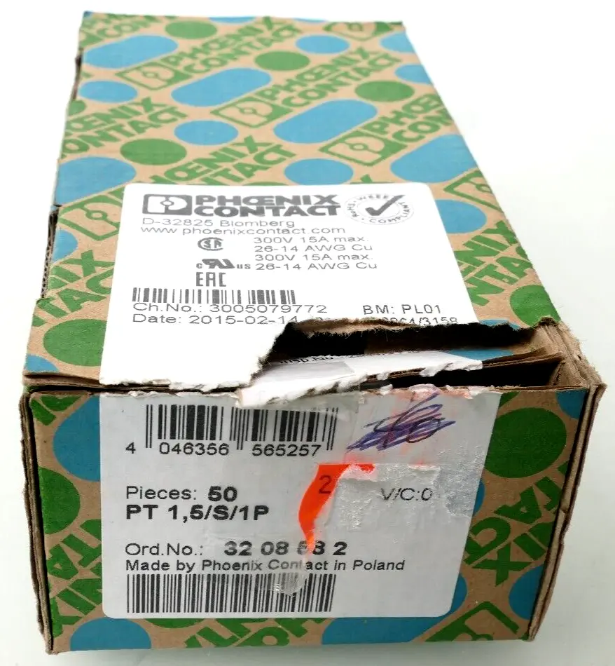 Produktfoto 1 von 50x Phoenix Contact Durchgangsklemme 32 08 58 2 | PT 1,5/S/1P | 3208582