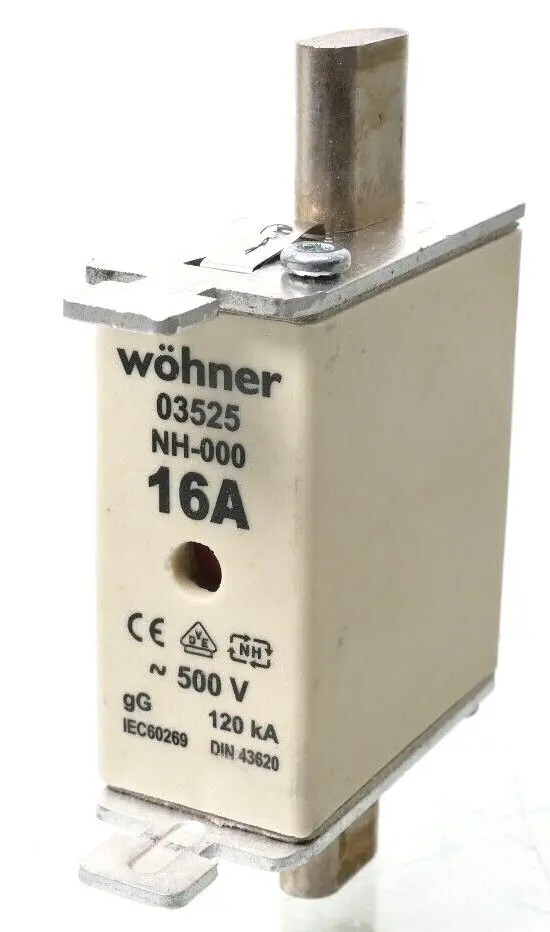 Produktfoto 1 von Wöhner 03525 Sicherungseinsatz NH-000 16A ~500V gG 120 kA