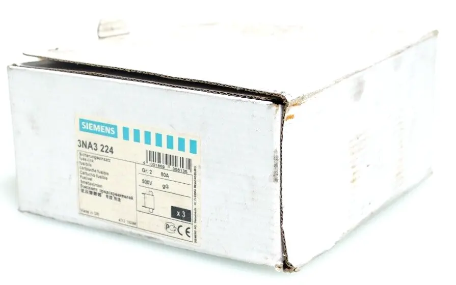 Produktfoto 1 von 3x Siemens 3NA3 224 Sicherungseinsatz 3NA3224 | Gr.2 80A 500V