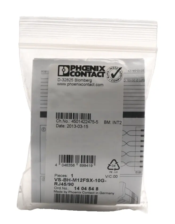 Produktfoto 1 von Phoenix Contact RJ45-Steckverbinder VS-BH-M12FSX-10G-RJ45/90 | 1404548