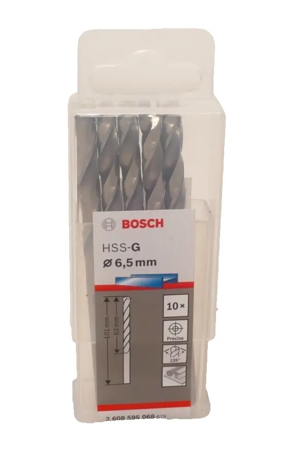 Produktfoto 1 von 10x Bosch  2 608 595 068 HSS-G Metallbohrer | Ø6,5mm 101x63mm | 2608595068