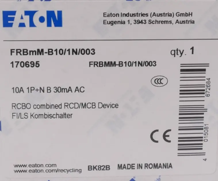 Produktfoto 1 von Eaton xEffect FI/LS Kombischalter FRBmM-B10/1N/003 | 170695
