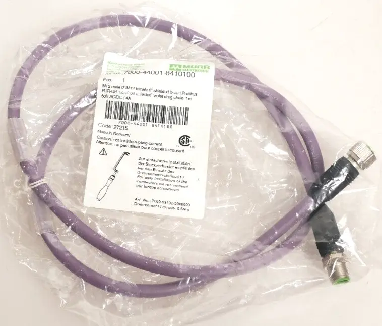 Produktfoto 1 von Murr Elektronik M12 St. 0° / M12 Bu. 0° B-kod. Kabel 1m | 7000-44001-8410100