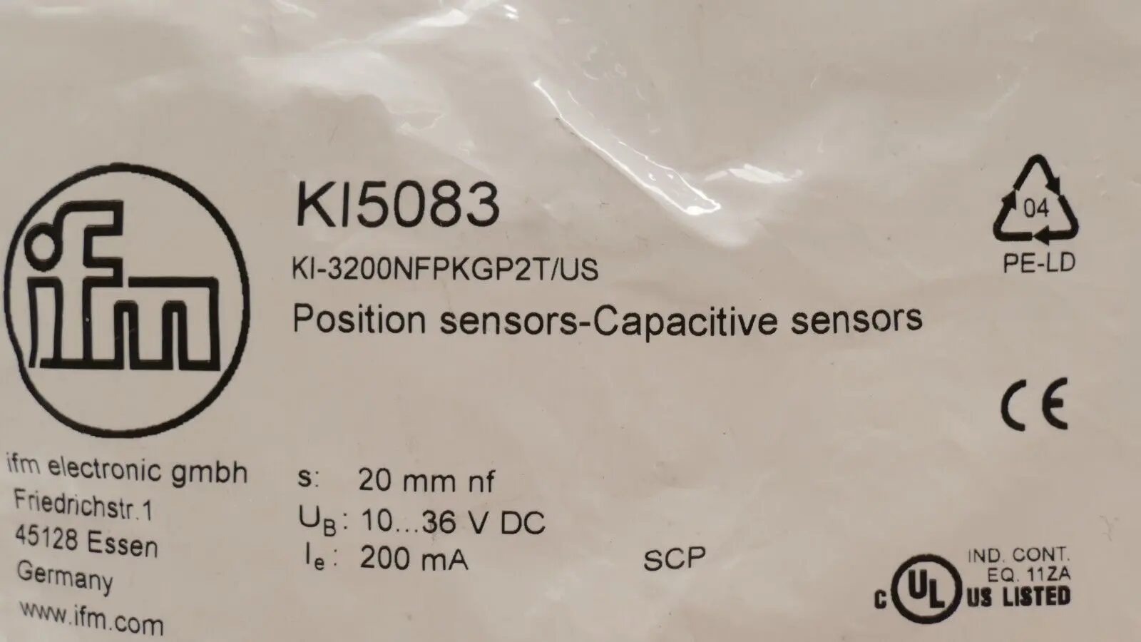 Produktfoto 1 von Ifm Positions Sensor / Kapazitiver Sensor KI-3200NFPKGP2T/US | KI5083