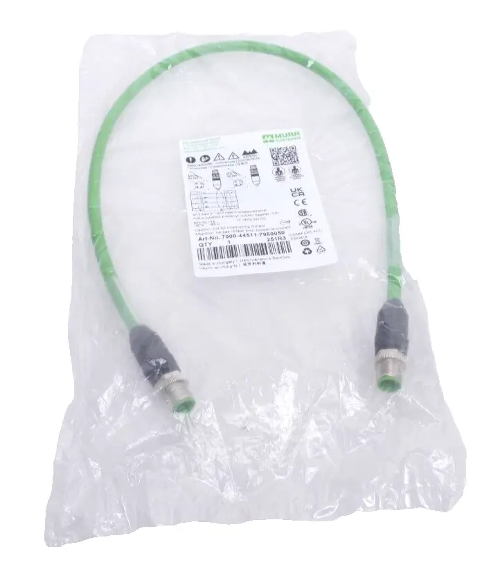 Produktfoto 1 von Murr Elektronik M12 St. 0° / M12 St. 0° D-kod. Kabel 0,5m | 7000-44511-7960050