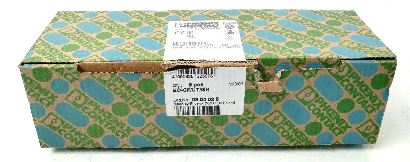 Produktfoto 1 von 5x Phoenix Contact 0804025 Steckdose EO-CF/UT/GN