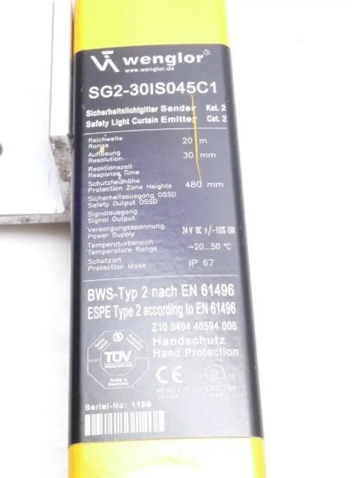 Produktfoto 1 von Wenglor Sicherheitslichtgitter Sender | SG2-30IS045C1