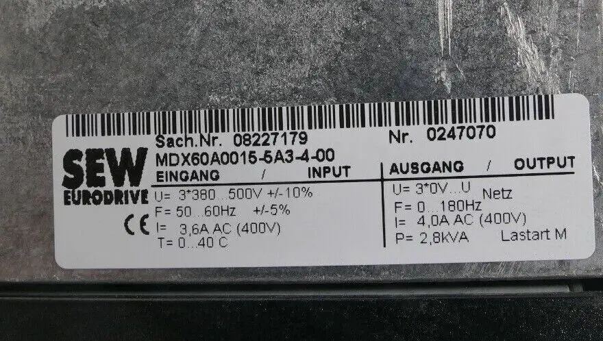 Produktfoto 1 von SEW 8273502 Umrichter MDS60A0015-5A3-4-0T + 8227179 MDX60A0015-5A3-4-00
