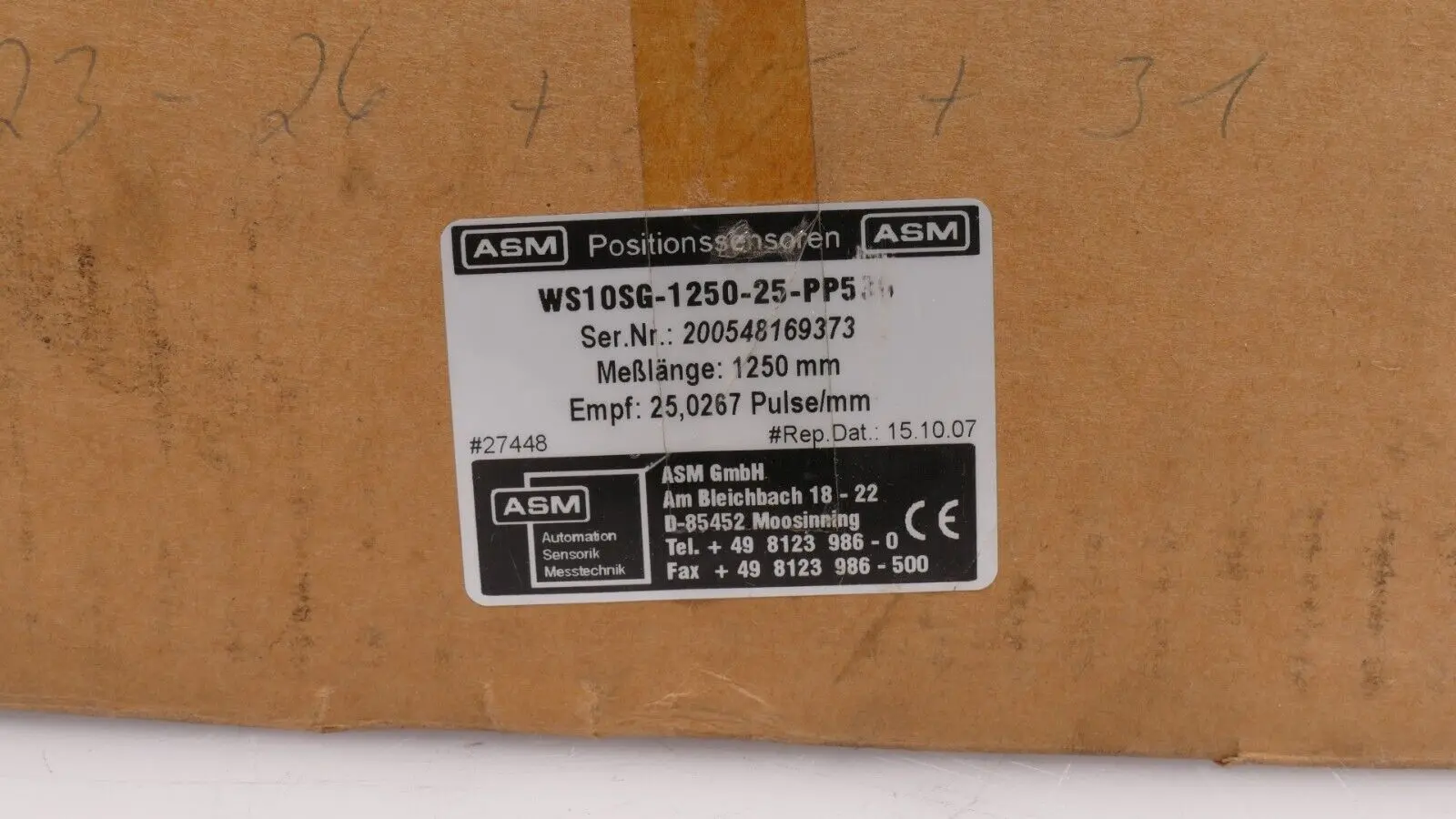 ASM Positionssensor Messlänge:1250mm | WS10SG-1250-25-PP530