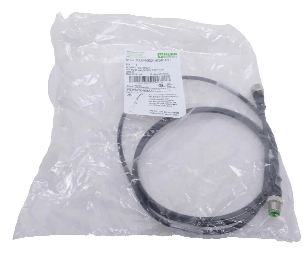 Produktfoto 1 von Murr Elektronik M12 St. 0° / M12 Bu. 0° A-kod. Kabel 1,5m | 7000-40021-6340150
